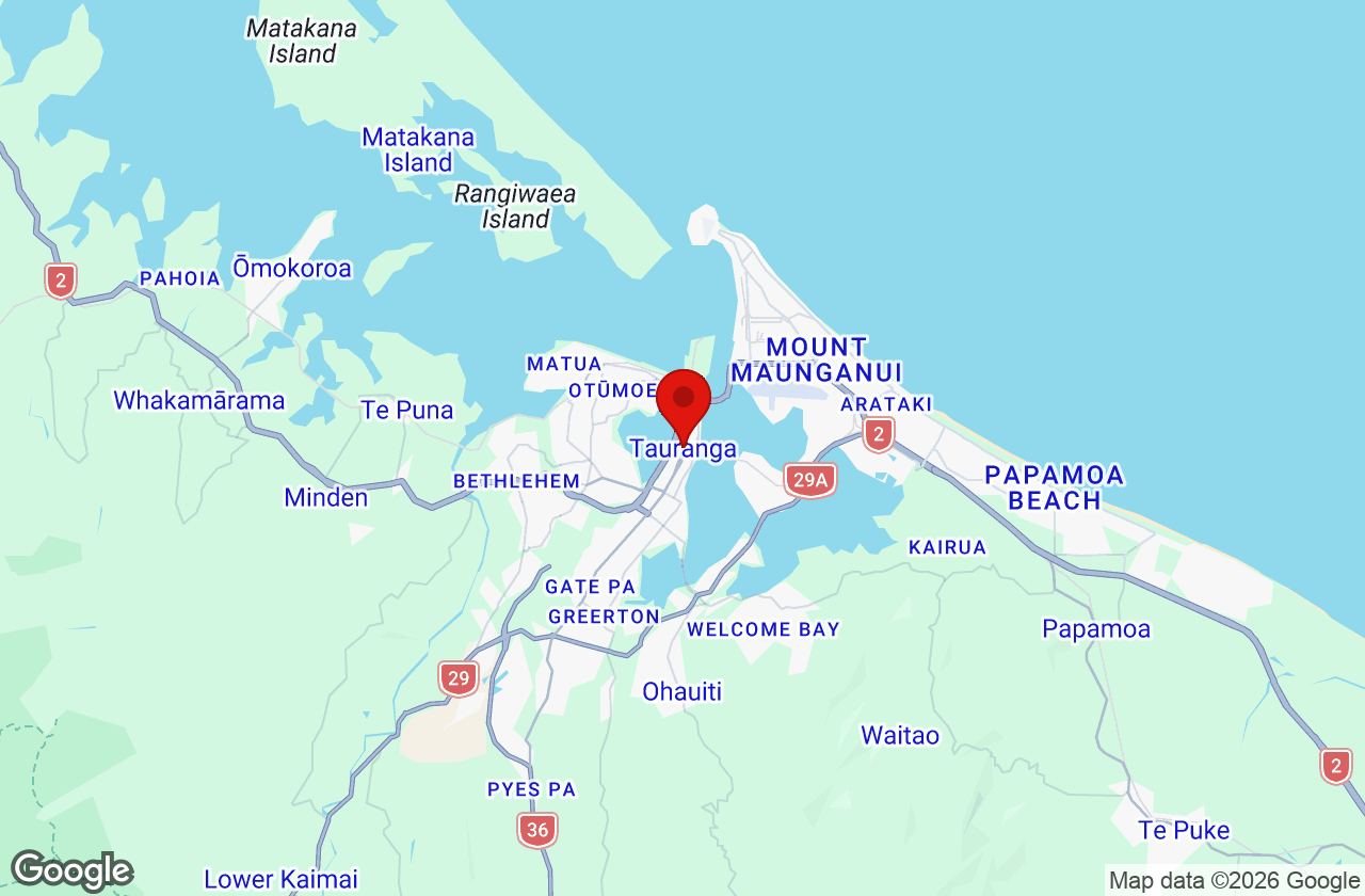 Map of the Tauranga area served by Affordable Movers